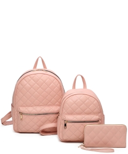 3in1 Quilted Classic Backpack Set LF402T3 PINK